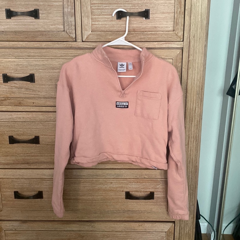 adidas Cropped Quarter-Zip Sweatshirt